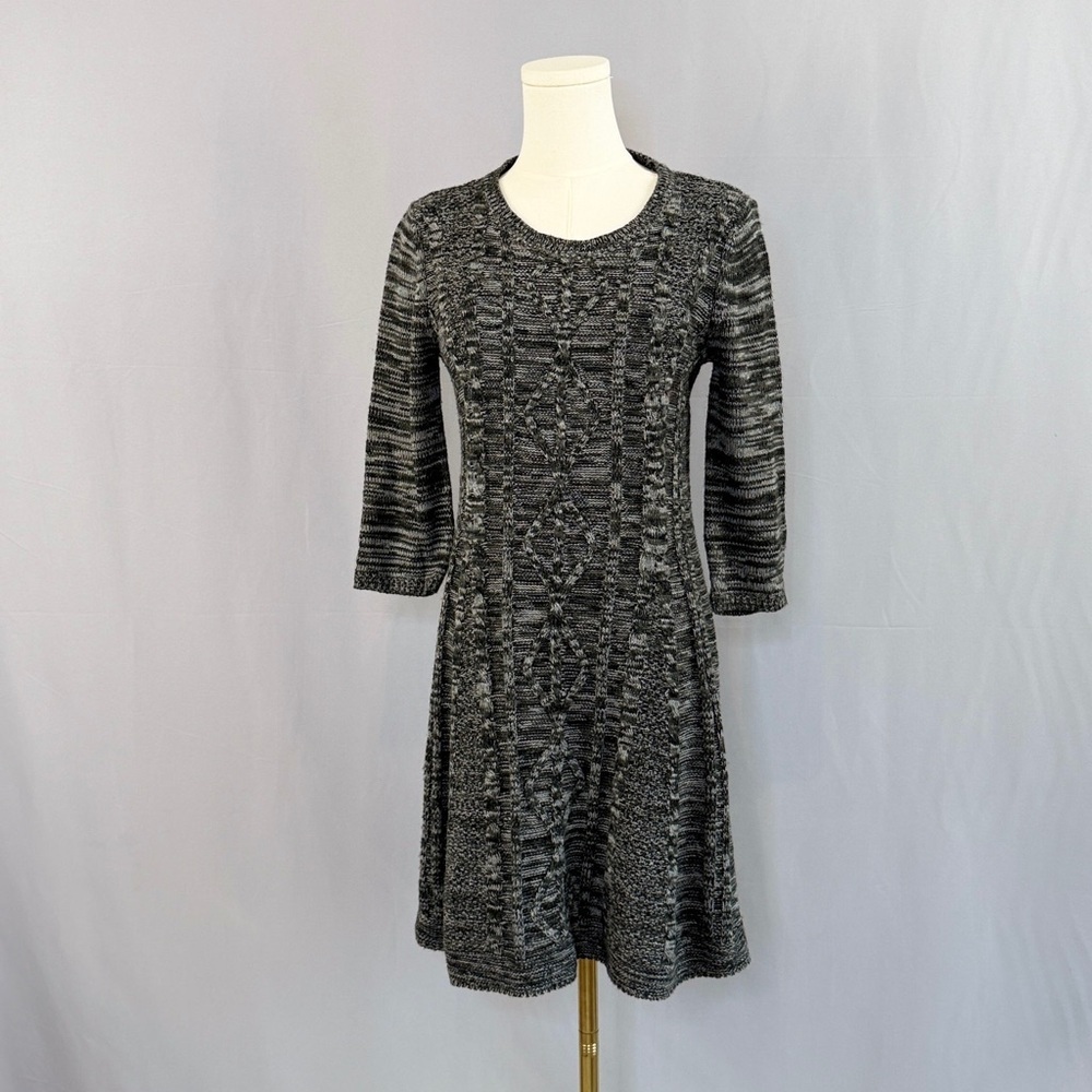 Chic & cozy Cloud Chaser Black and Gray Long Sleeve Dress